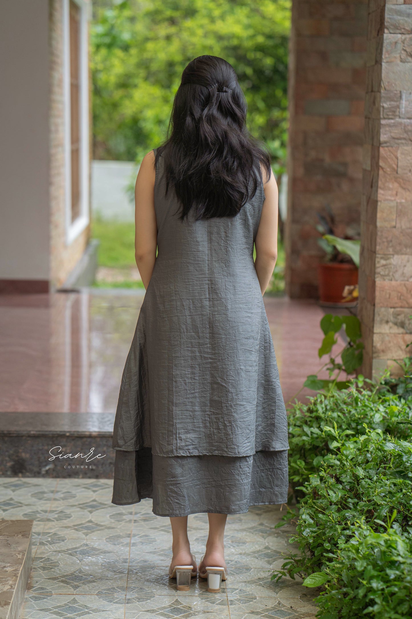 Grey Textured Layer Dress