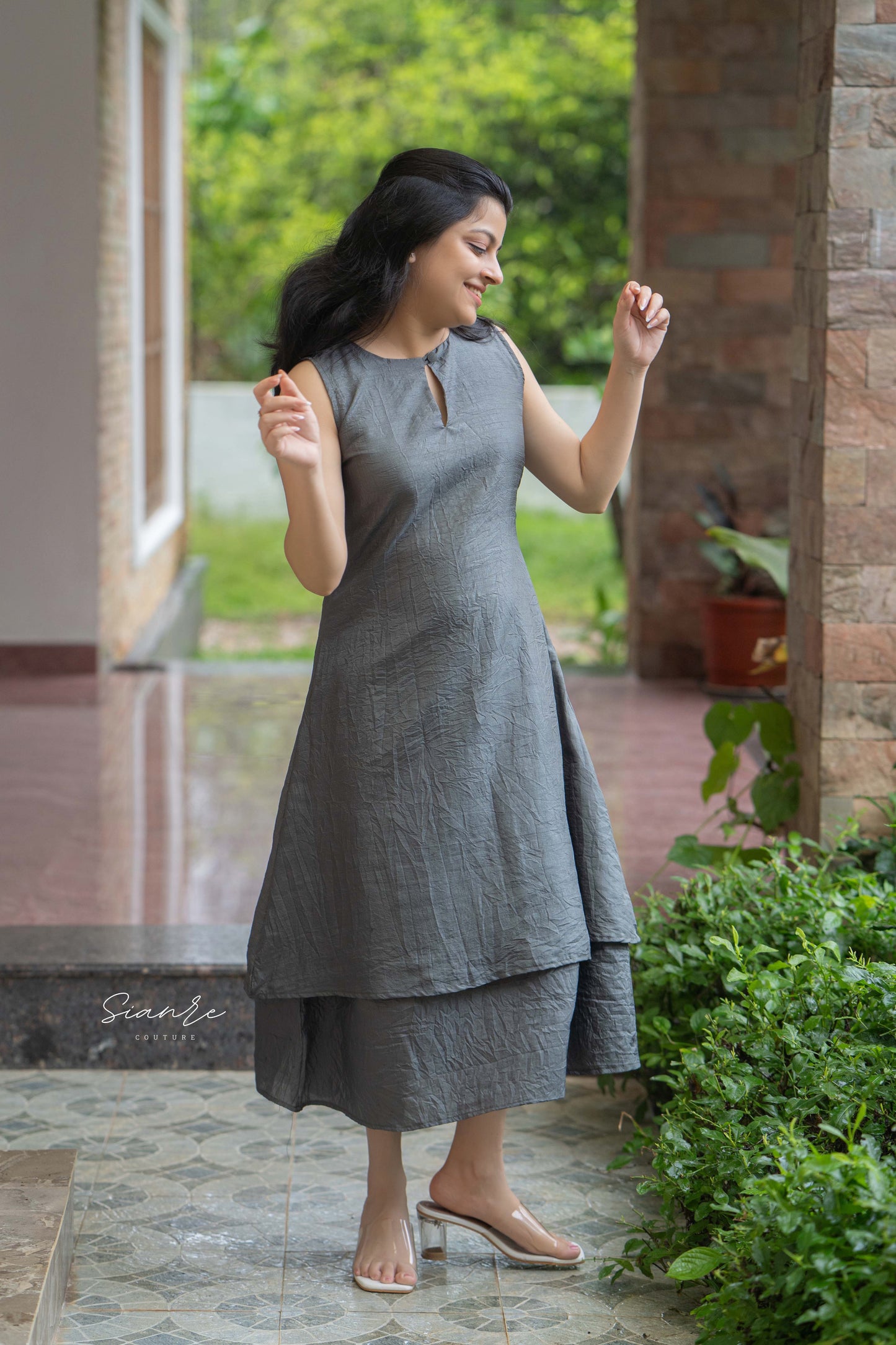 Grey Textured Layer Dress