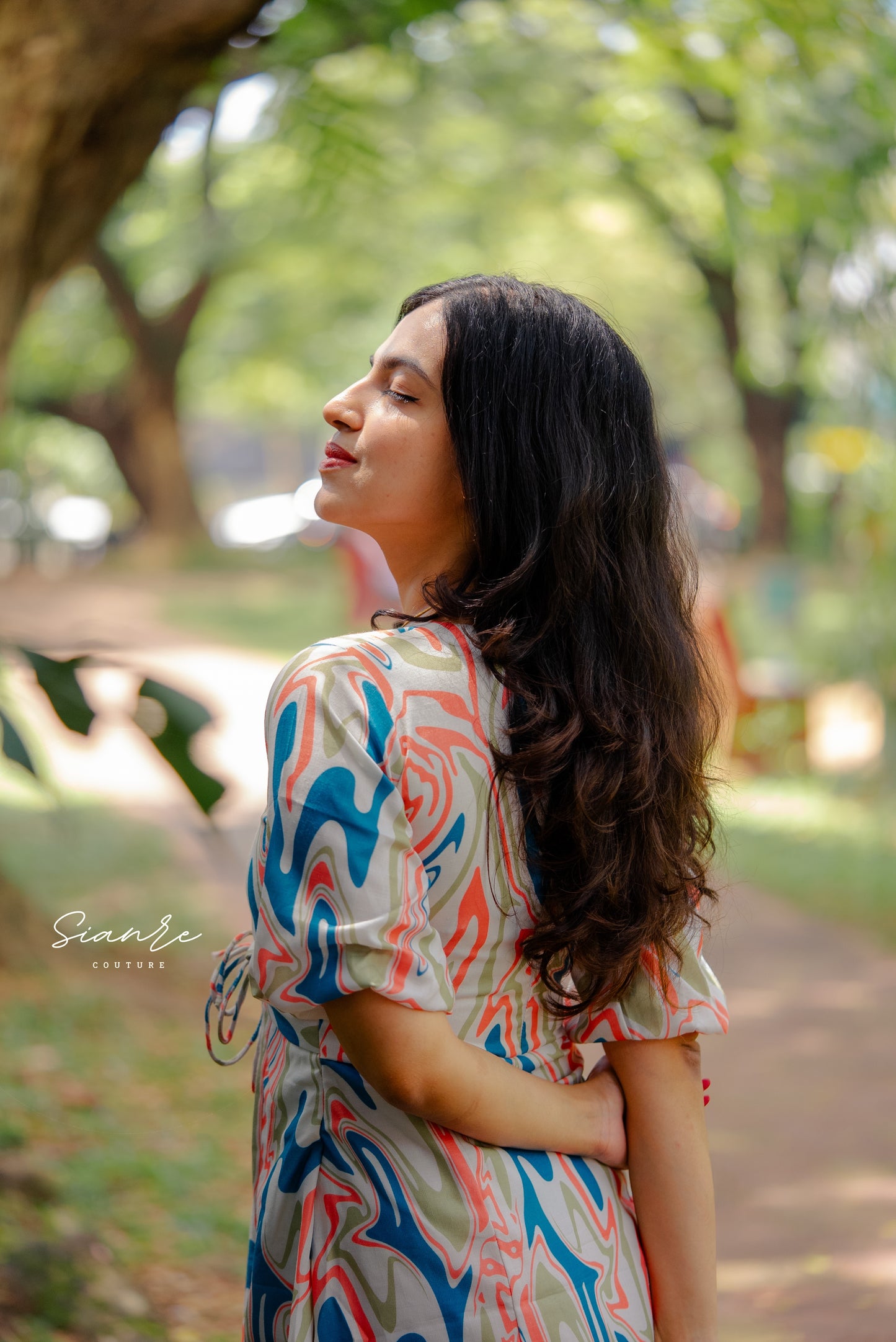 Abstract Printed Midi Dress