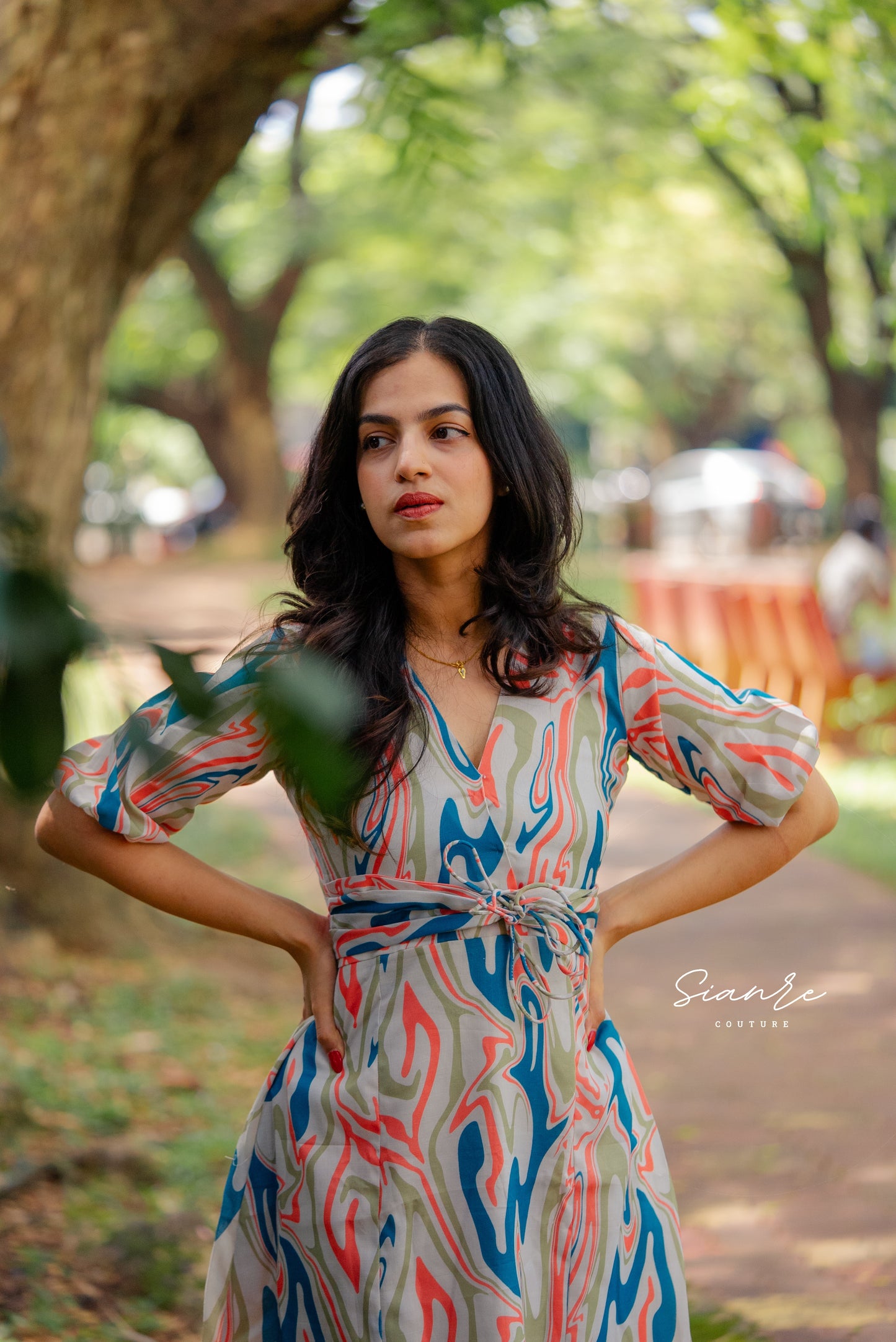 Abstract Printed Midi Dress