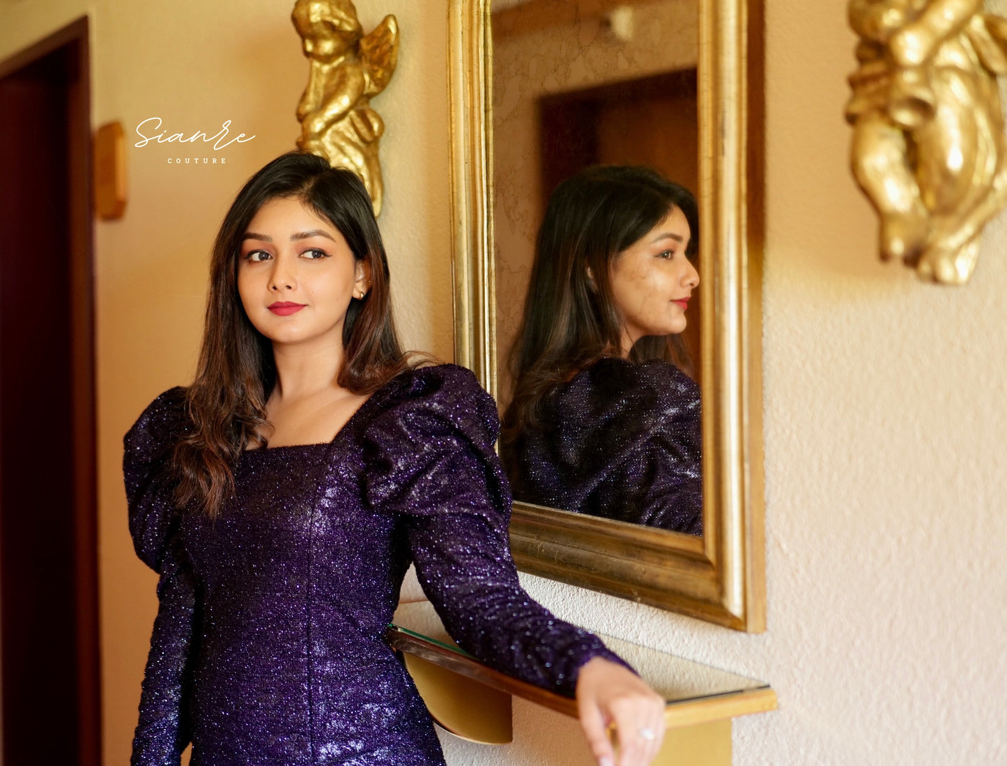 Purple Floral Knit Party Dress