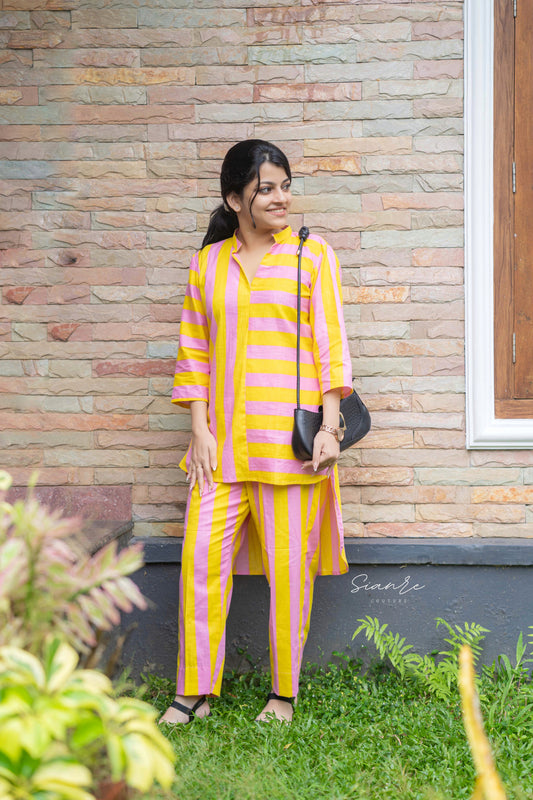 Pink & Yellow Stripe Co-ord Set