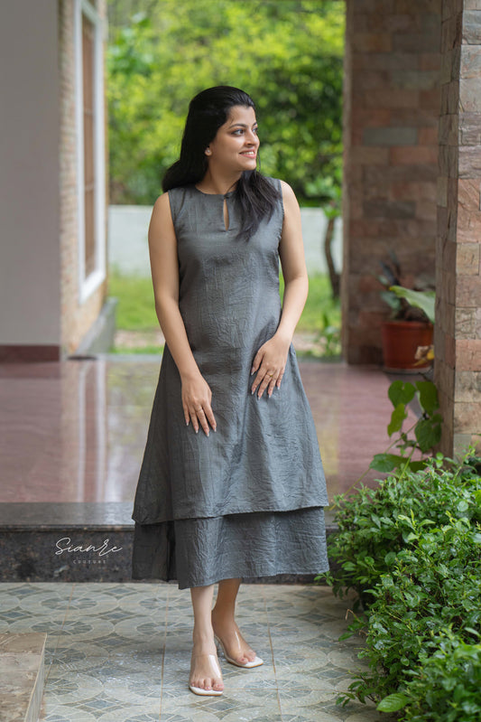 Grey Textured Layer Dress