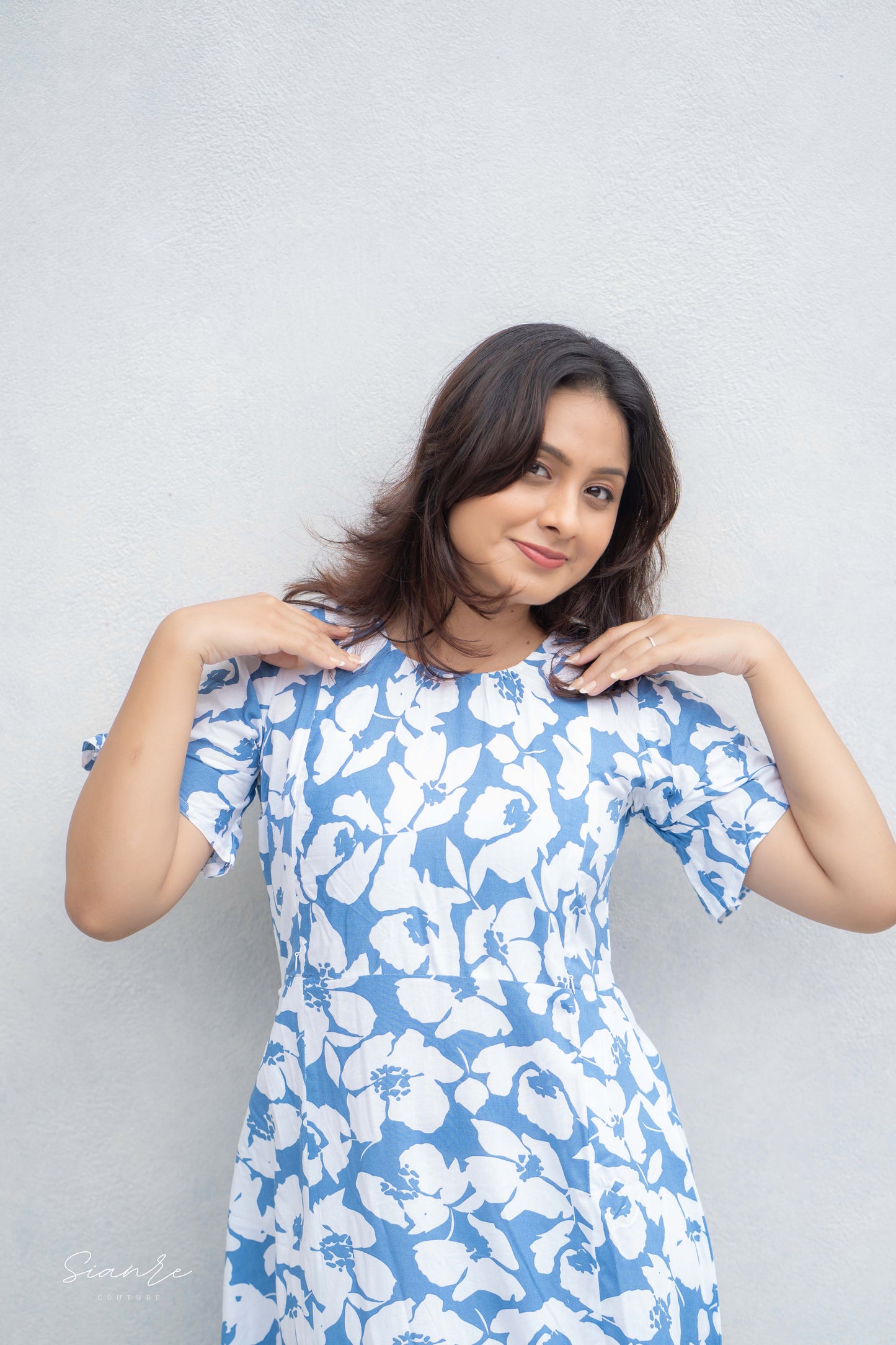 Blue Blossom Breeze Midi Dress