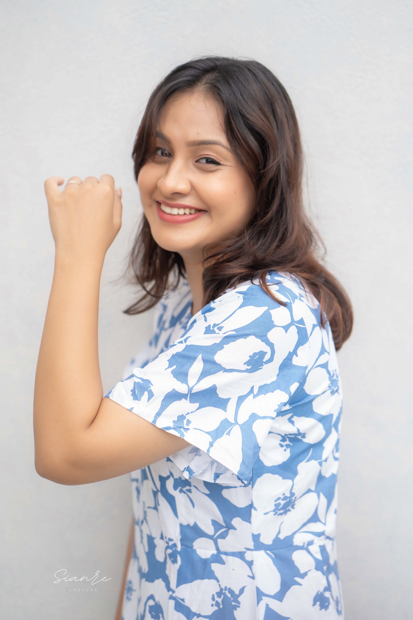 Blue Blossom Breeze Midi Dress