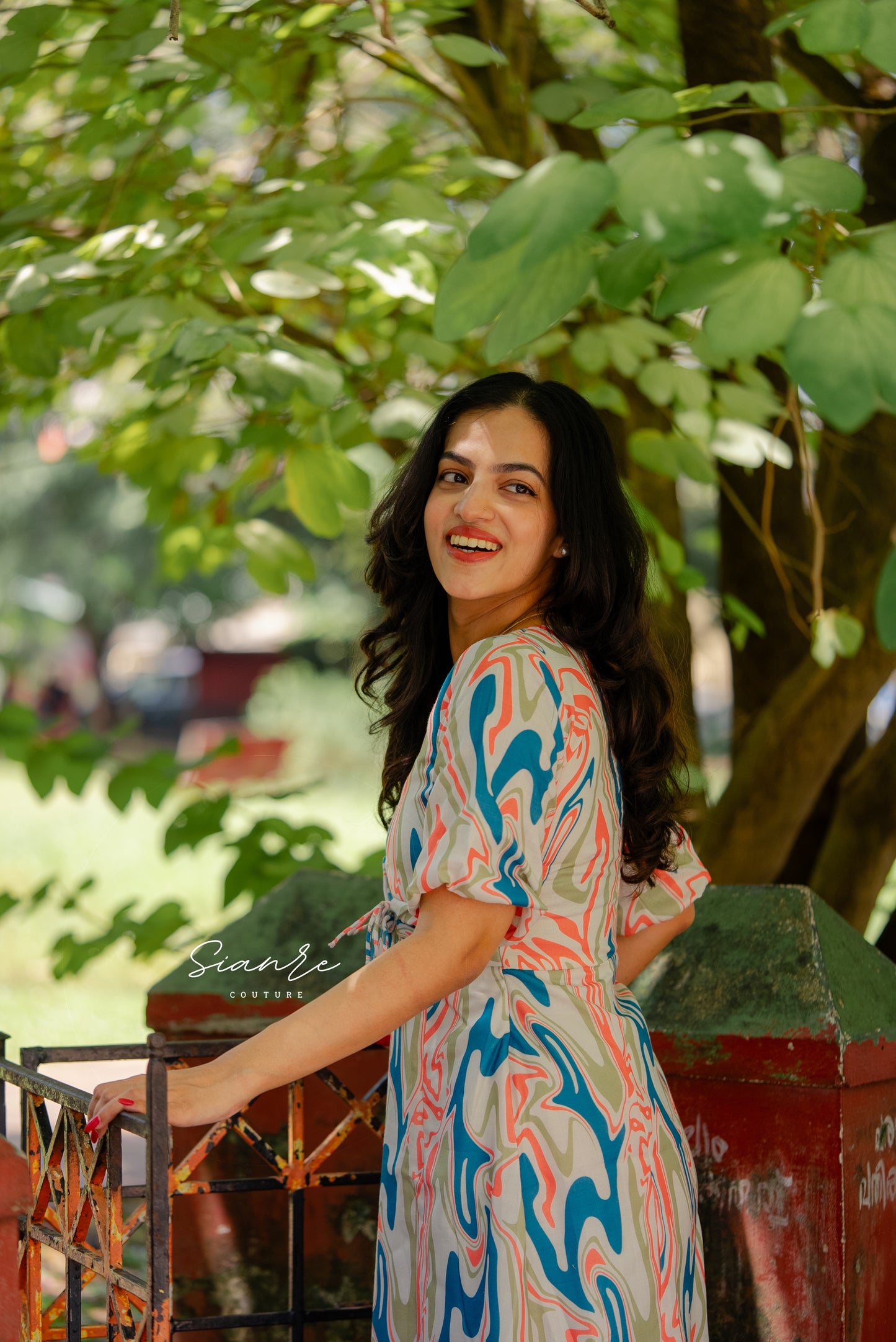 Abstract Printed Midi Dress