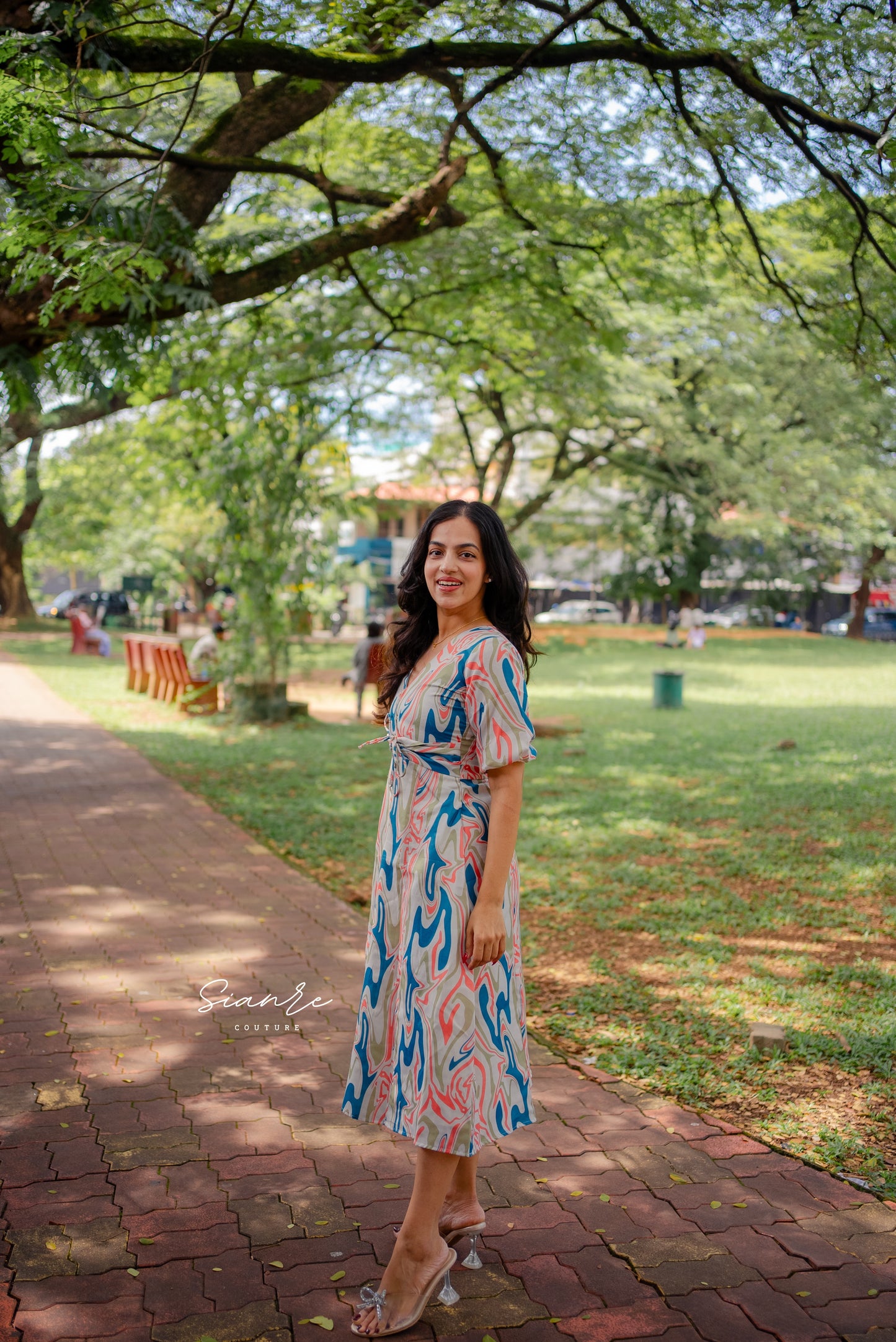 Abstract Printed Midi Dress