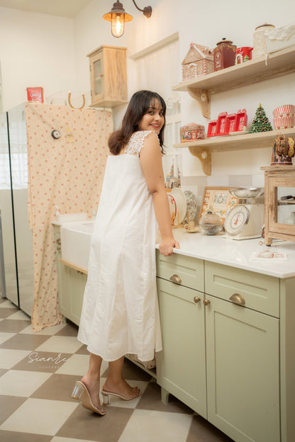 Serene Lace Flowy Cotton Dress - SAR 86