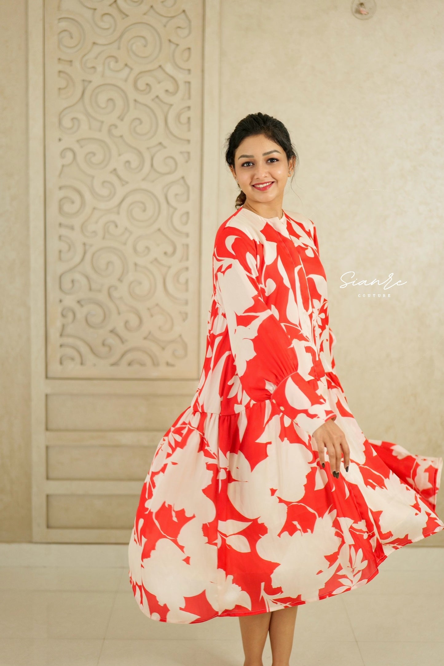 Cherry Red Tiered Midi Dress