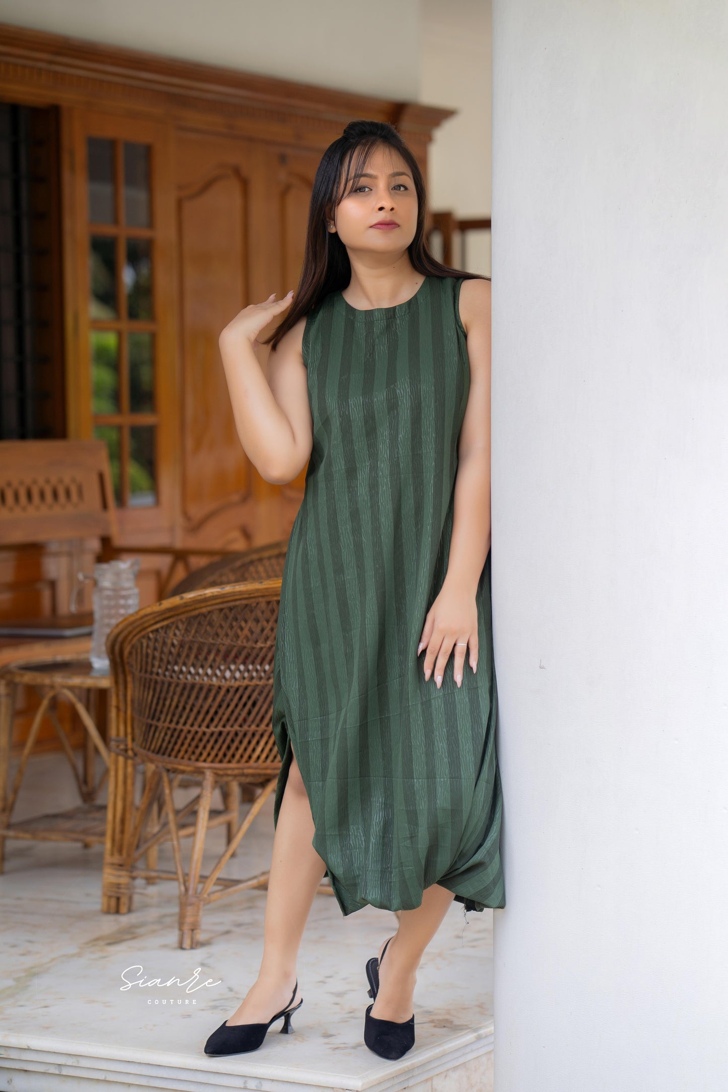 Olive Drift Stripe Dress