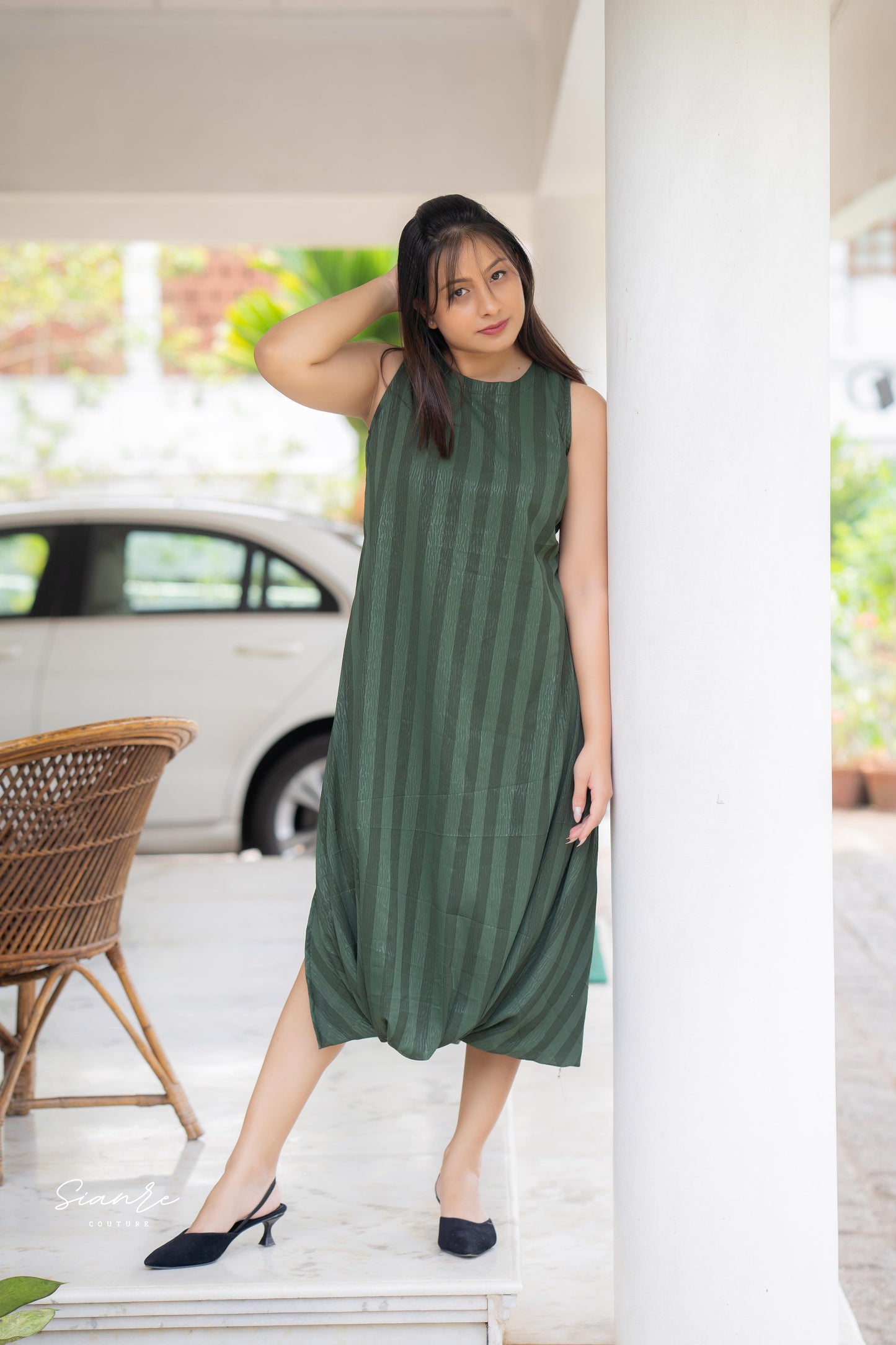 Olive Drift Stripe Dress