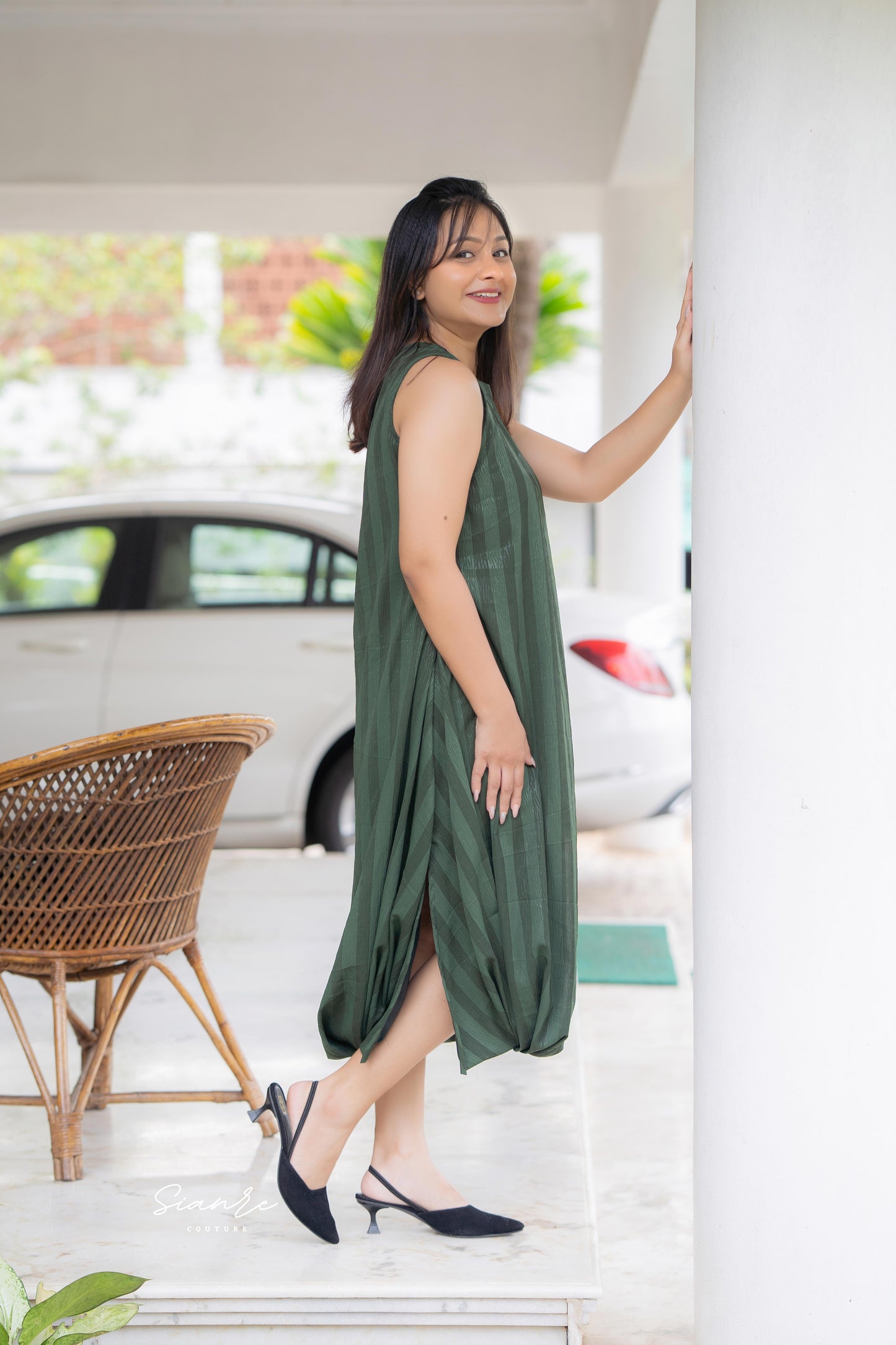 Olive Drift Stripe Dress