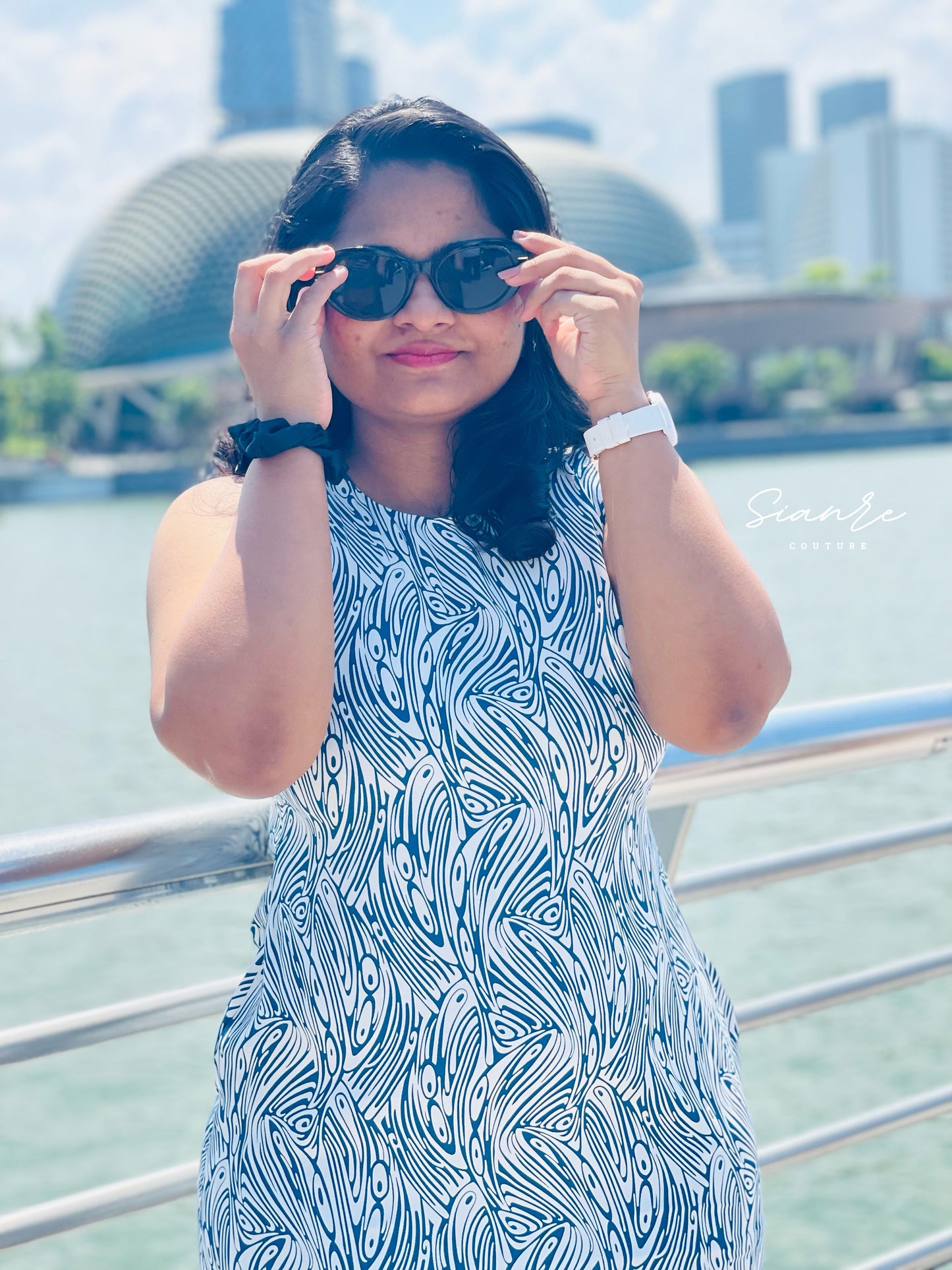 Blue Abstract Print Mini Dress