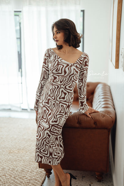 Ribbed Printed Bodycon Dress