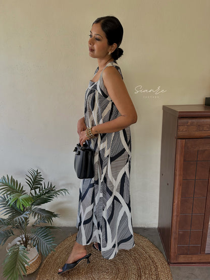 Black and White Printed Maxi Dress