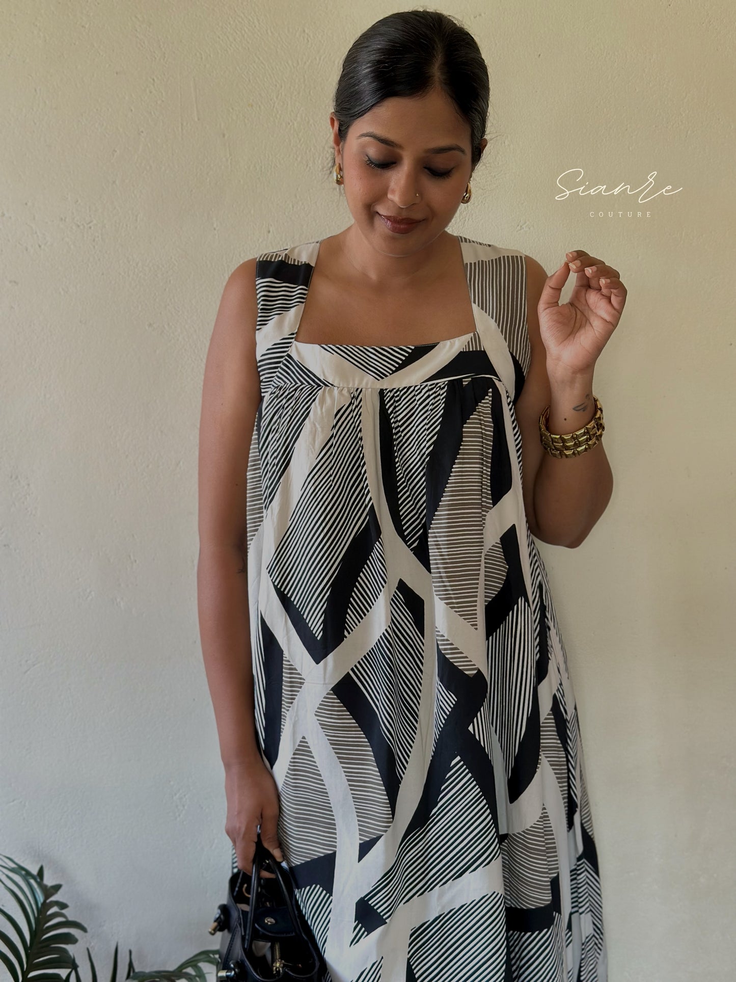 Black and White Printed Maxi Dress