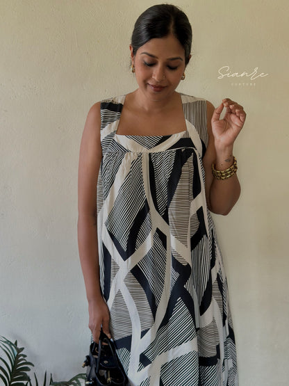 Black and White Printed Maxi Dress