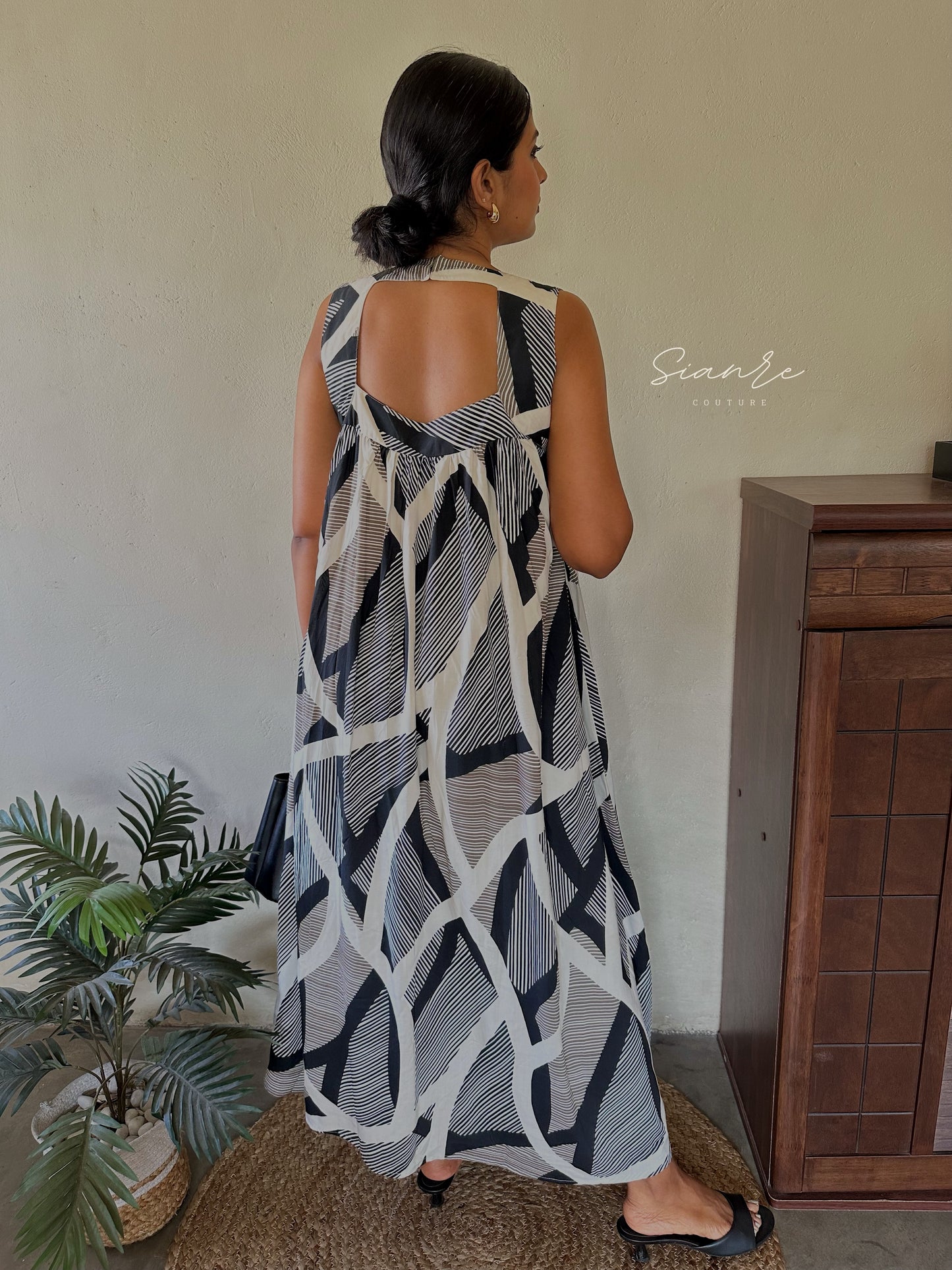 Black and White Printed Maxi Dress